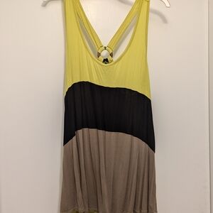 Yellow and Black Backless Sleeveless Tank Top